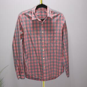 J.Crew Lightweight‎ Plaid Shirt Small Coral Blue 100% Cotton